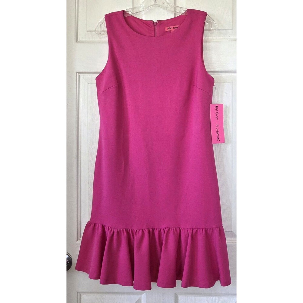 BETSEY JOHNSON Party Girl Pink Sheath Dress Sleeveless Ruffled Hem Size 6 NWT